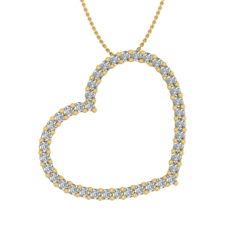 3/4 Carat Diamond Heart Pendant Necklace in 14K Yellow Gold