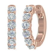 FINEROCK LLC 3/4 Carat Diamond Hoop Huggies Earrings in 14K Rose Gold (SI1-SI2 Clarity)