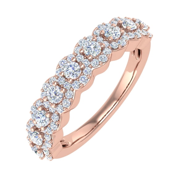 3/4 Carat Diamond Wedding Band Ring in 14K Rose Gold (Ring Size 5) (I1-I2 Clarity)