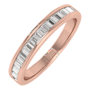 FINEROCK LLC 3/4 Carat Diamond Wedding Band Ring in 14K Rose Gold (Ring Size 8.5)