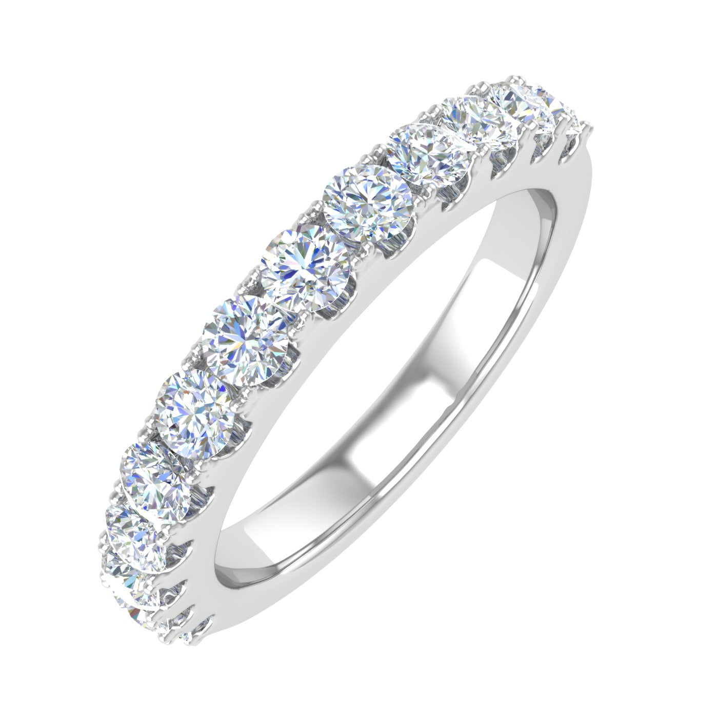 3/4 Carat Diamond Wedding Band Ring in 14K White Gold (Ring Size 6.75