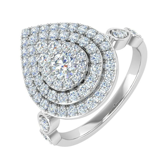 3/4 Carat Drop Shaped Prong Set Diamond Ring in 14K White Gold (Ring Size 6.25) (SI1-SI2 Clarity)