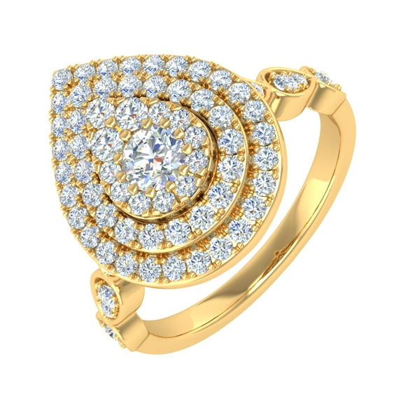 3/4 Carat Drop Shaped Prong Set Diamond Ring in 14K Yellow Gold (Ring Size 6.5)
