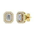 thumbnail image 1 of 3/4 Carat Emerald Cut Halo Diamond Stud Earrings in 14K Yellow Gold, 1 of 5