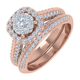 thumbnail image 1 of 3/4 Carat Halo Diamond Bridal Ring Set in 14K Rose Gold - IGI Certified (Ring Size 5.5) (I1-I2 Clarity), 1 of 7