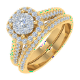 thumbnail image 1 of 3/4 Carat Halo Diamond Bridal Ring Set in 14K Yellow Gold (Ring Size 7) (I1-I2 Clarity), 1 of 4