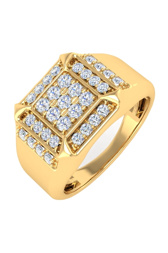 3/4 Carat Men Diamond Wedding Band Ring in 10K Yellow Gold(Ring Size 14)