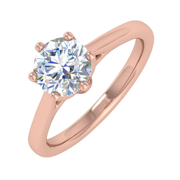 3/4 Carat Prong Set Solitaire Diamond Engagement Ring Band in 14K Rose Gold (Ring Size 6.75)