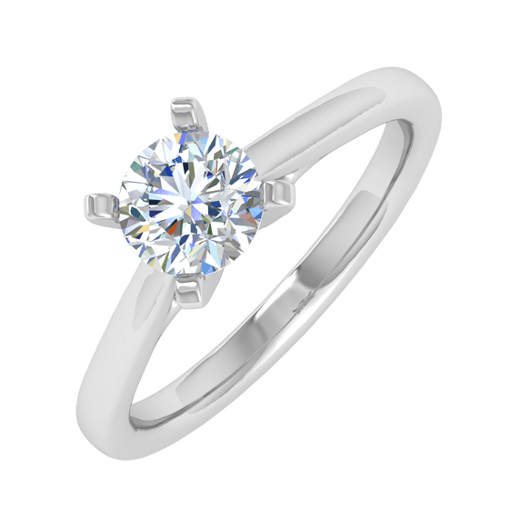 3/4 Carat Prong Set Solitaire Diamond Engagement Ring Band in 14K White Gold (Ring Size 4.25)