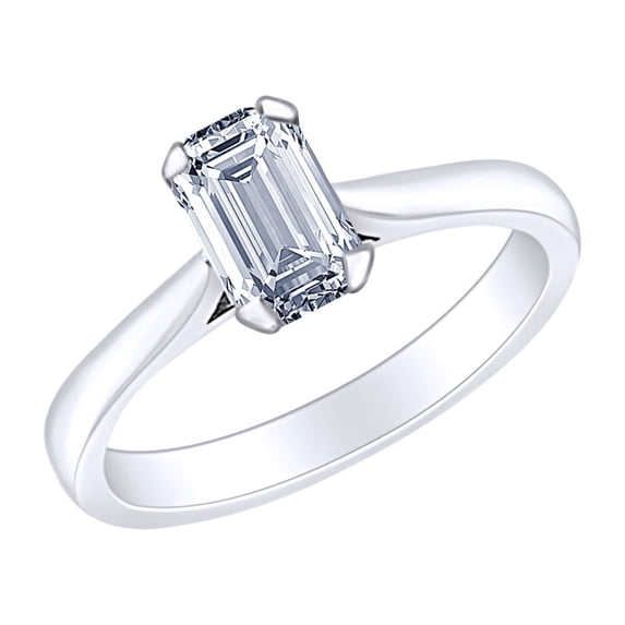 AFFY 3/4 Carat Radiant Cut White Natural Diamond Solitaire Engagement Ring In 14k Solid White Gold (0.75 Cttw) Ring Size-6
