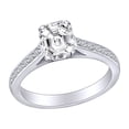 thumbnail image 1 of AFFY 3/4 Carat Radiant & Round White Natural Diamod Solitaire Engagement Ring In 14k Solid White Gold (0.75 Cttw) Ring Size-9, 1 of 1