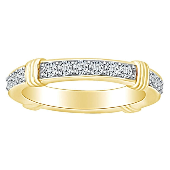 AFFY 3/4 Carat Round Cut White Natural Diamond Eternity Anniversary Band Ring In 14k Solid Yellow Gold (0.75 Cttw) Ring Size-7