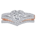 thumbnail image 1 of AFFY 3/4 Carat Round Cut White Natural Diamond Heart Wedding Bridal Ring Set In 14K Solid Rose Gold, 1 of 2