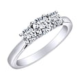 thumbnail image 1 of AFFY 3/4 Carat Round Cut White Natural Diamond Three Stone Engagement Ring In 14k Solid White Gold (0.75 Cttw) Ring Size-6, 1 of 1