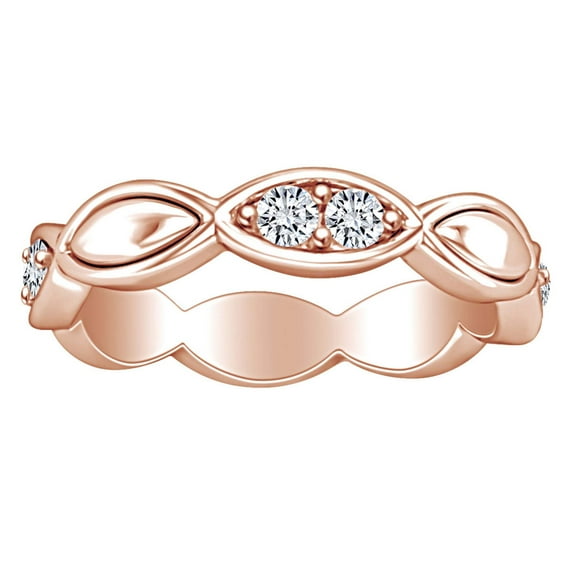 AFFY 3/4 Carat Round Shape White Natural Diamond Eternity Wedding Band Ring In 14k Solid Rose Gold (0.75 Cttw) Ring Size-7