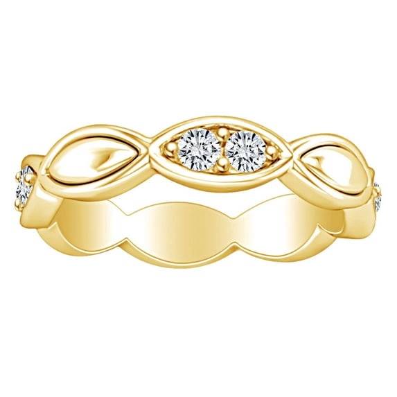 AFFY 3/4 Carat Round Shape White Natural Diamond Eternity Wedding Band Ring In 14k Solid Yellow Gold (0.75 Cttw) Ring Size-10