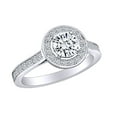 thumbnail image 1 of AFFY 3/4 Carat Round Shape White Natural Diamond Halo Cluster Engagement Ring In 14k Solid White Gold (0.75 Cttw) Ring Size-5.5, 1 of 1