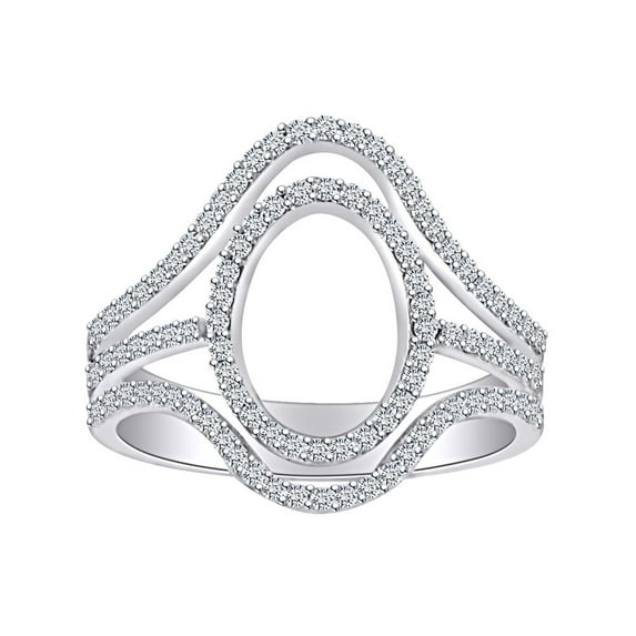 AFFY 3/4 Carat Round White Natural Diamond Fashion Anniversary Engagement Ring In 14k Solid White Gold (0.75 Cttw) Ring Size-8.5