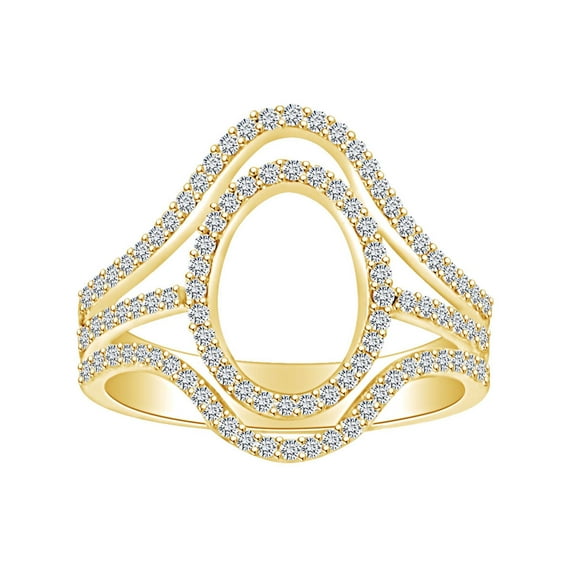 AFFY 3/4 Carat Round White Natural Diamond Fashion Anniversary Engagement Ring In 14k Solid Yellow Gold (0.75 Cttw) Ring Size-6.5