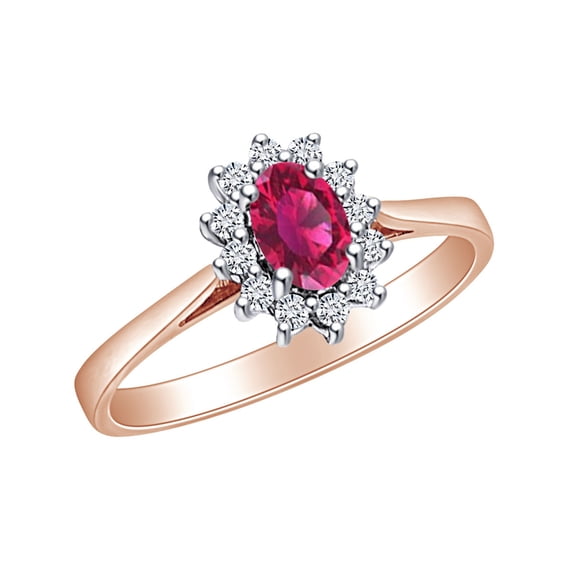 AFFY 14K Rose Gold Plated Sterling Silver Bracelet - Simulated Ruby & CZ Link Design