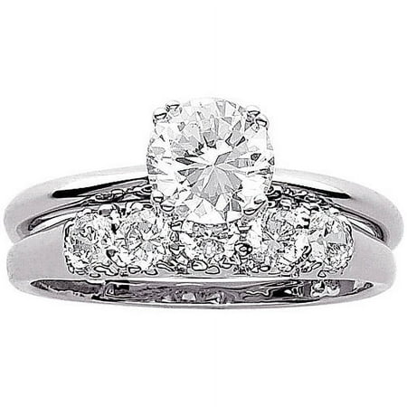 3.4 Carat T.G.W. CZ Wedding Ring Set in Sterling Silver