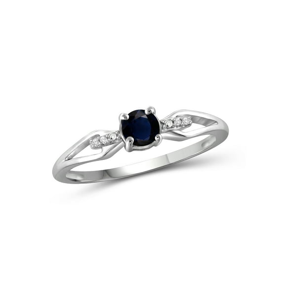 3/4 Carat T.G.W. Sapphire and White Diamond Accent Sterling Silver Ring