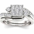 thumbnail image 1 of 3/4 Carat T.W. Diamond 10kt White Gold Cluster Engagement Ring Set, 1 of 4