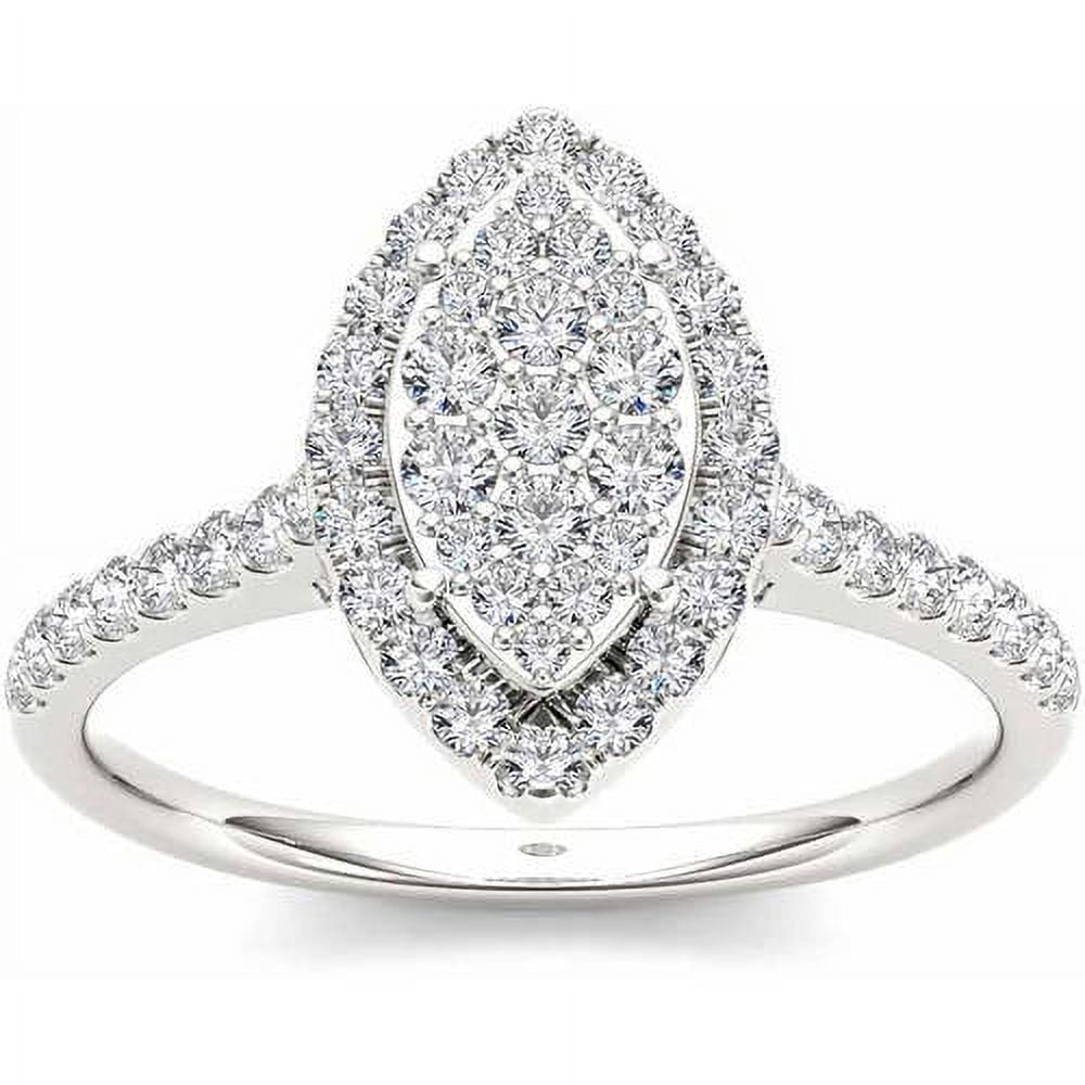 3/4 Carat T.W. Diamond 10kt White Gold Pear-Shape Cluster Engagement Ring