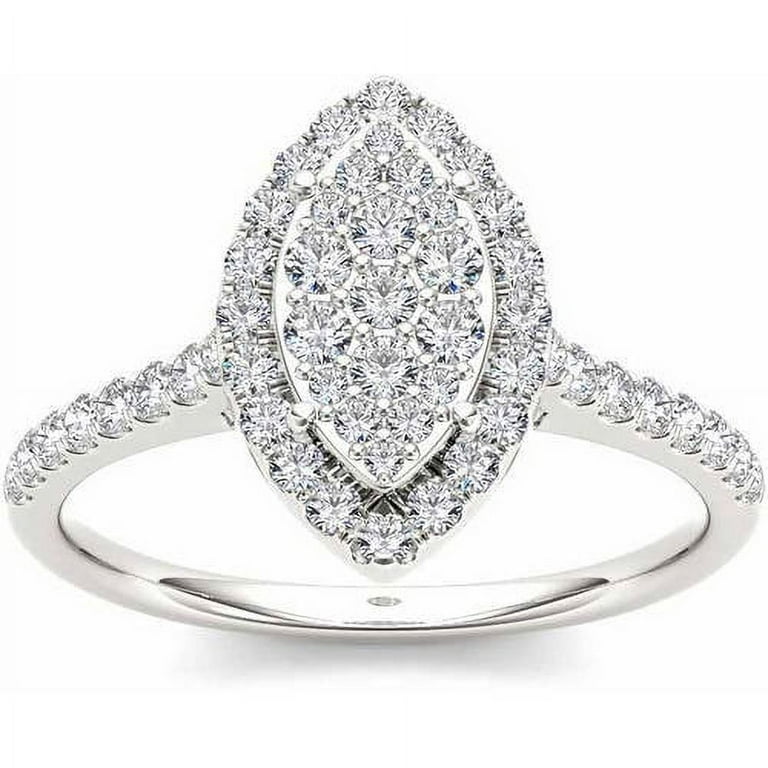 3 4 Carat T.W. Diamond 10kt White Gold Pear Shape Cluster