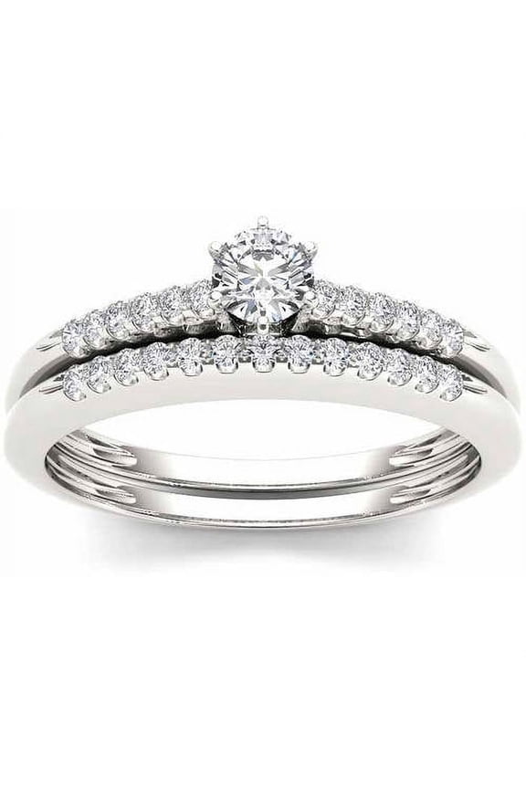 3/4 Carat T.W. Diamond 10kt White Gold Solitaire Engagement Ring Set