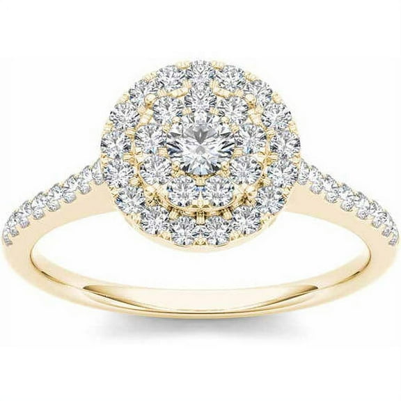 3/4 Carat T.W. Diamond 10kt Yellow Gold Double Halo Engagement Ring