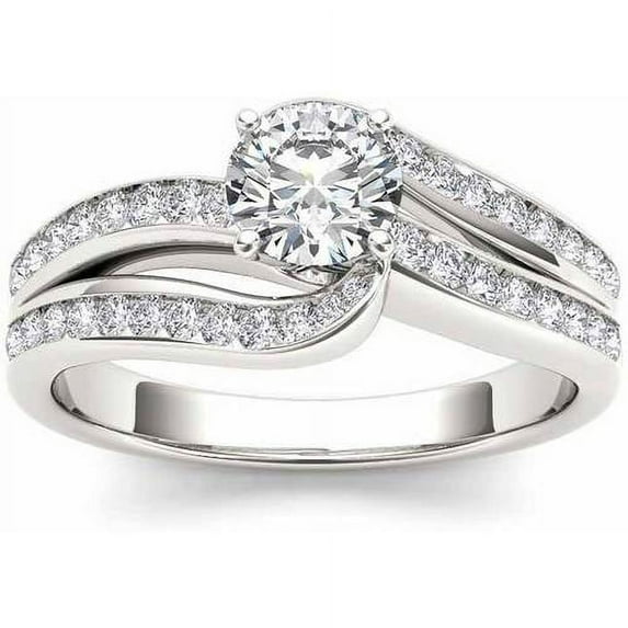 3/4 Carat T.W. Diamond Bypass Classic 14kt White Gold Engagement Ring