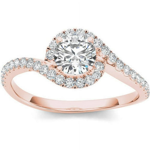 3/4 Carat T.W. Diamond Bypass Halo 14kt Rose Gold Engagement Ring