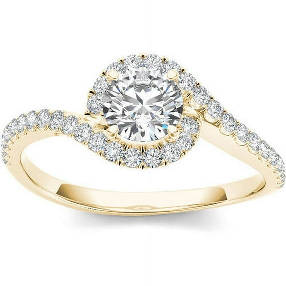 3/4 Carat T.W. Diamond Bypass Halo 14kt Yellow Gold Engagement Ring