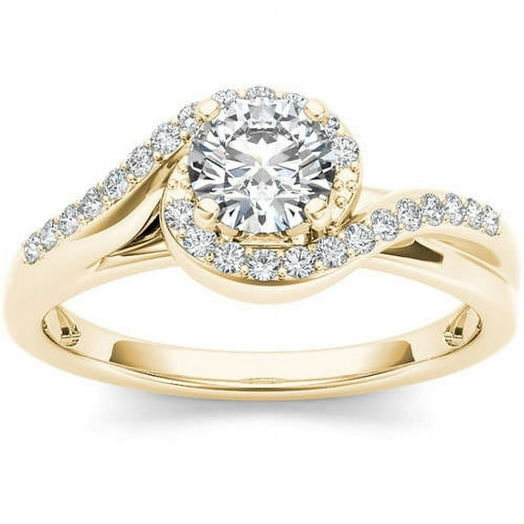 3/4 Carat T.W. Diamond Bypass Halo Engagement Ring in 14kt Yellow Gold