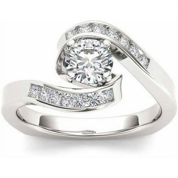 3/4 Carat T.W. Diamond Classic Bypass 14kt White Gold Engagement Ring
