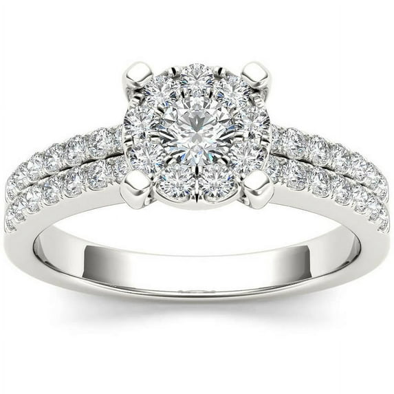 3/4 Carat T.W. Diamond Cluster 14kt White Gold Engagement Ring