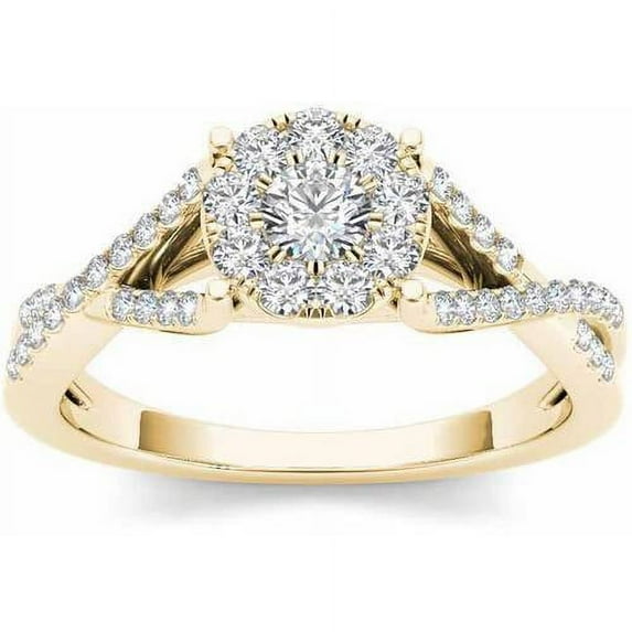 3/4 Carat T.W. Diamond Criss-Cross Shank Cluster 10kt Yellow Gold Engagement Ring