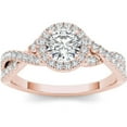 thumbnail image 1 of 3/4 Carat T.W. Diamond Criss-Cross Shank Single Halo Engagement Ring in 14kt Rose Gold, 1 of 1