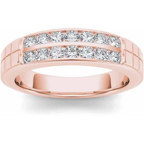 3/4 Carat T.W. Diamond Men's 14kt Rose Gold Wedding Band