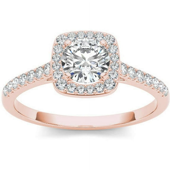 3/4 Carat T.W. Diamond Single Halo 14kt Rose Gold Engagement Ring