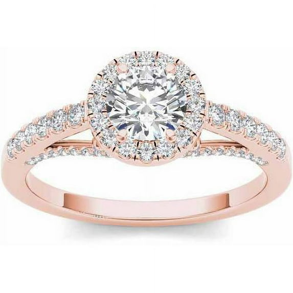 3/4 Carat T.W. Diamond Single Halo 14kt Rose Gold Engagement Ring