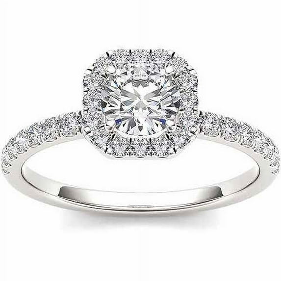 3/4 Carat T.W. Diamond Single Halo 14kt White Gold Engagement Ring
