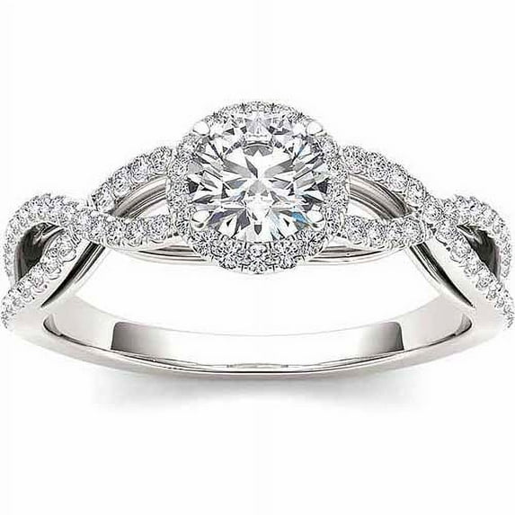 3/4 Carat T.W. Diamond Single Halo 14kt White Gold Engagement Ring