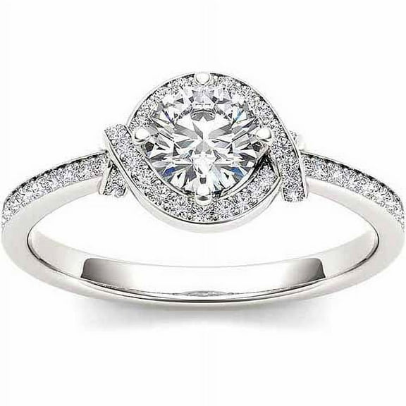 3/4 Carat T.W. Diamond Single Halo 14kt White Gold Engagement Ring