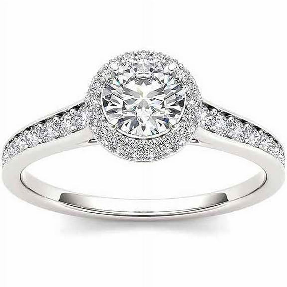 3/4 Carat T.W. Diamond Single Halo 14kt White Gold Engagement Ring