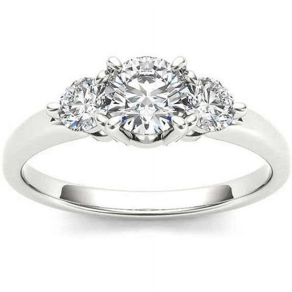 3/4 Carat T.W. Diamond Three-Stone 14kt White Gold Engagement Ring