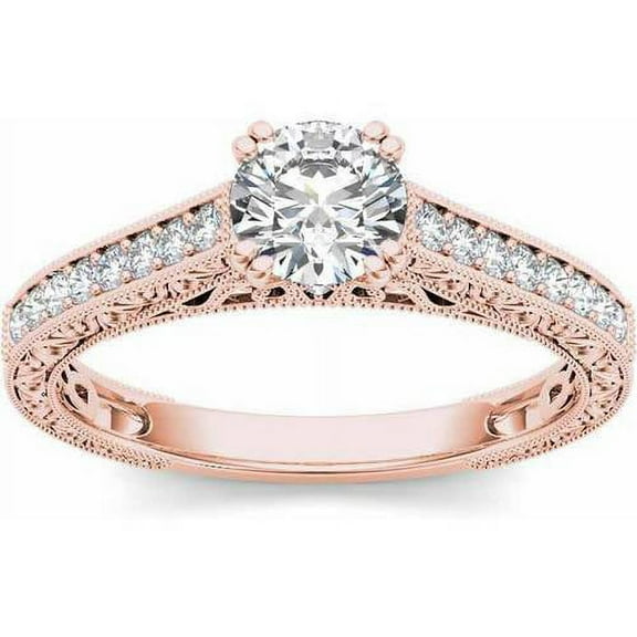 3/4 Carat T.W. Diamond Vintage 14kt Rose Gold Engagement Ring