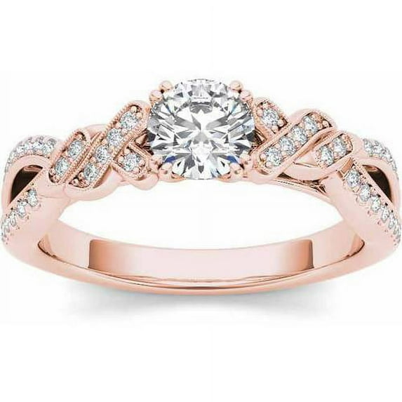 3/4 Carat T.W. Diamond Vintage 14kt Rose Gold Engagement Ring