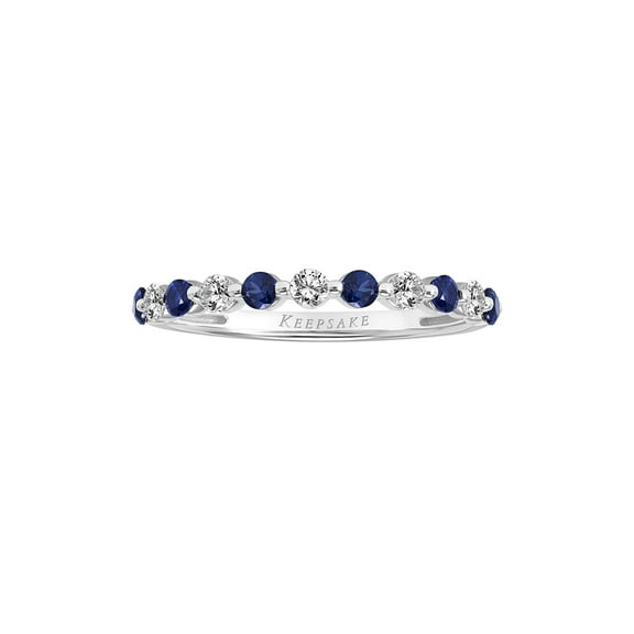 3/4 Carat TGW Created Blue and White Sapphire Sterling Silver "Ocean Gem" Women’s Anniversary Band
